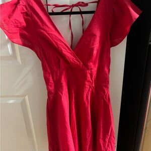 Lulu's Red Flutter Sleeve Wrap Dress